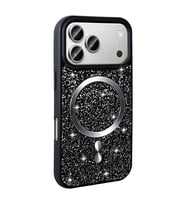 Apple iPhone 17 Pro Uyumlu Kılıf Pırlanta Tasarımlı M-safe Şarj Özellikli Zore Mozaik Silikon Kapak (Siyah)