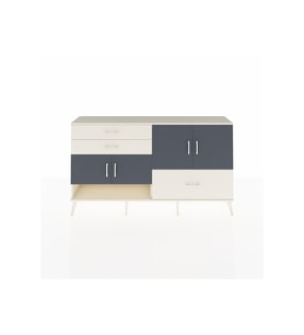 Arges Konsol 3 Raflı 3 Çekmeceli 4 Kapaklı 176x30x99 Aytaşı-Antrasit/Aytaşı