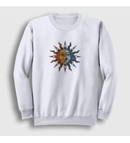 Presmono Unisex Beyaz Mosaic Sun Moon Güneş Ay Sweatshirt 408103tt (Beyaz)