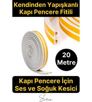 Pvc Doğrama Pencere Fitili İzolasyon Bandı Kendinden Yapışkanlı Beyaz Kauçuk Yalıtım Bant 2x10=20 Mt