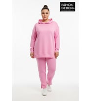 Büyük Beden Kapşonlu Tunik ince Sweatshırt SPR26BTK991