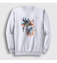 Presmono Unisex Beyaz Indian Kızılderili Fox Tilki Sweatshirt 367881tt
