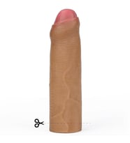 Uzun Süre Kullanıma Uygun Prezervatif Görevi Gören Esnek Gerçekçi Esmer Penis Kılıfı