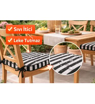 4 lü Siyah Biyeli Sandalye Minderi 40x40x5 cm – Leke Tutmaz Sıvı İtici –SET 4 AD.