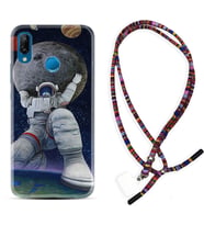 Huawei P20 Lite Mate 10 20 Lite Pro P40 Lite KılıfBoyun Asklı Rasta Silikon Astronot ve Dünya 1759