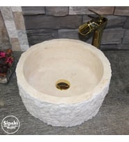 Sipahi Marble Traverten Dışı Dikey Patlama Mini Silindir Lavabo