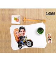 BK Gift Kişiye Özel Sevgililer Karikatürlü 4 Adet Amerikan Servis Seti-17 (Beyaz)