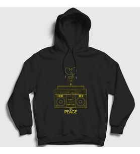 Presmono Unisex Siyah Peace Wu Tang Clan Kapüşonlu Sweatshirt 304110tt