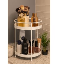 Beyaz 2 Katlı Banyo Kozmetik Takı Düzenleyici Çok Amaçlı Organizer 2 Katlı Düzenleyici