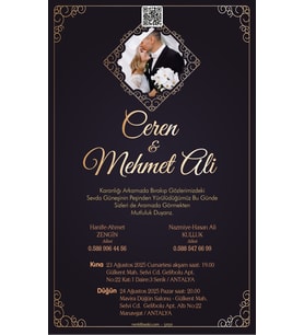 Nikah Düğün Nişan Kına Davetiyesi Beyaz Zarflı 5050 Kodlu