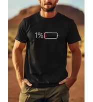 Erkek Sarj %1 Baskılı T-Shirt Kısa Kol Bisiklet Yaka Regular Fit Tişört - - Siyah