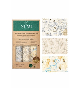 NUMI Naturals Balmumu Gıda Saklama Bezleri – Premium 3’lü Set (30×30 cm) - Honey Garden