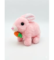 Hknova Elektronik Sesli Zıplayan Havuçlu Peluş Tavşan 18x17 Cm PEMBE