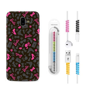 Samsung J6 Plus J7 Prime J7 Pro M20 Kılıf Kablo Koruma Spiral Silikon Barbie and Shoes 1413