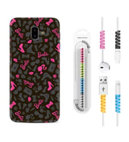 Samsung J6 Plus J7 Prime J7 Pro M20 Kılıf Kablo Koruma Spiral Silikon Barbie and Shoes 1413