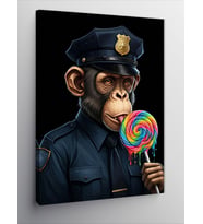 Kanvas Tablo Lolipoplu Polis Maymun