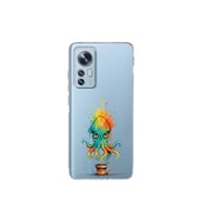 Xiaomi Mi 12 Pro ile uyumlu Splash ahtapot tasarımlı şeffaf silikon kılıf