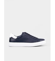 Sneaker Hakiki Deri Lacivert Bağcıklı Erkek Spor Ayakkabı