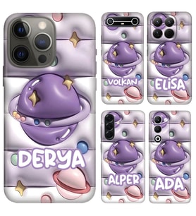 Samsung Galaxy A05 A12 M12 A23 A26 A32 A53 A56 A73 Kılıf YeniSeri Kişiye Özel İsim Yazılı Silikon Kapak 3D Space