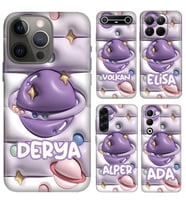 Samsung Galaxy A05 A12 M12 A23 A26 A32 A53 A56 A73 Kılıf YeniSeri Kişiye Özel İsim Yazılı Silikon Kapak 3D Space