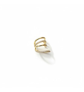 Earcuff Sıkıştırmalı Çelik Kıkırdak Küpe Çoklu Halka Görünümlü Altın Renk