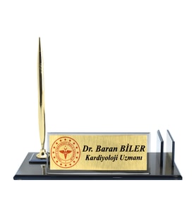 Kişiye Özel Tasarım Kristal İsimlik Cam İsimlik Sağlık Bakanlığı Logolu Cam Masa İsimliği