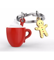 Metalmorphose Köpüklü Fincan ve Gingerbread Anahtarlık (Kırmızı)