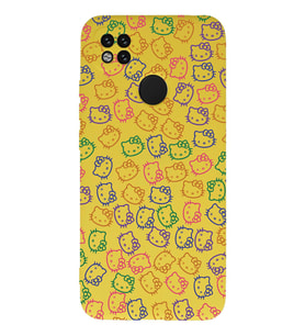 Xiaomi Redmi 9C Uyumlu Lansman Kılıf Hello Kitty Tasarımlı İçi Kadife Kapak-Sarı (Şeffaf)