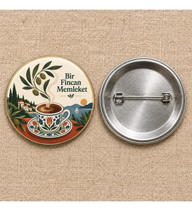 Bir Fincan Memleket Filistin Temalı 58 mm İğneli Rozet