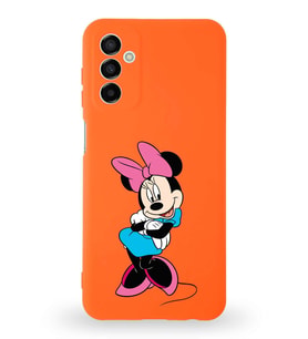 Samsung Galaxy M13 Uyumlu Lansman Kılıf Altı Kapalı İçi Kadife  Minnie Mouse-D Tasarımlı  Kapak (Şeffaf)