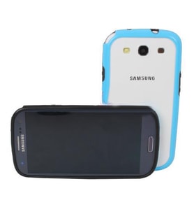 Galaxy S3 i9300 ile Uyumlu Bumper Kılıf Mavi+Siyah Renk
