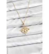 316L Çelik Zincir Gold Renk Sonsuzluk Model Zirkon Taşlı Kadın Kolye - TJ-BKO10873