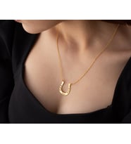 Kişiye Özel 925 Ayar Gümüş At Nalı İsim Kolye (Gold)