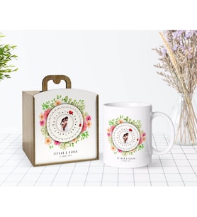 BK Gift Kişiye Özel Ahşap Kutuda Fotoğraflı Tarihli Sonsuz Takvim Beyaz Kupa Bardak-1