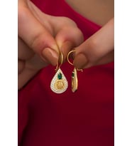 925 Ayar Gümüş Gold Osmanlı Tuğralı Küpe