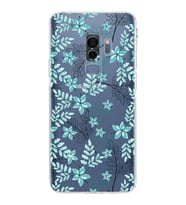Samsung Galaxy S9 Plus  Kamera Korumalı Kapak Floral Su Yeşili Tasarımlı  Şeffaf Kılıf