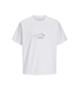 Jack & Jones 12273373 Jormanchester Script Tee Ss Crew Neck Beyaz