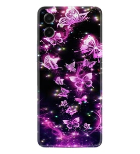 Samsung Galaxy A07 (SM-A075F) Kılıf Boutique Baskılı Resimli Pembe Neon Kelebekler Pcode -100