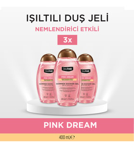 Deep Fresh Duş Jeli Shimmer Pembe Kapaklı 3 x 400 ml