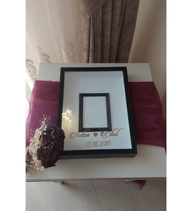 30x40 Cm Siyah  Ledli Fotoğraf Bölümlü Tasarım Gül Kutusu Anı Çerçevesi!