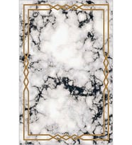 Eliana Home Baskılı, Yıkanabilir Kaymaz Taban Salon Halısı LNA0459 100x150 cm (Beyaz)