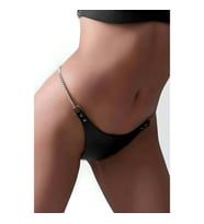 Beli Zincirli Deri Tanga Harness, Deri Fantazi Tanga (Siyah)