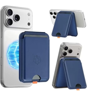 Manyetik Kartlık, iPhone 17/16 / 15/14 / 13/12 Serisi ile Uyumlu Mag-Safe Cüzdan, RFID Korumalı, 3 Kart Kapasiteli, Ayarlanabilir Stand, Güçlü Manyetik Tutuş, Lacivert
