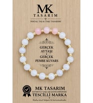 GERÇEK AYTAŞI GERÇEK PEMBE KUVARS BİLEKLİK MK.7000.834- RAHATLIK-DİNGİNLİK-ENERJİ- STRES BİLEKLİĞİ