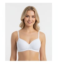 Kadın Balensiz Jakarlı  Kaşkorse Rib Soft Bra Sütyen BB2103 (Beyaz)