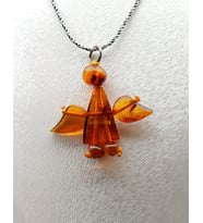 Kehribar Melek Kolye sk000152 (Turuncu)
