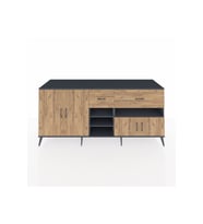 Kronos Konsol 5 Raflı 2 Çekmeceli 4 Kapaklı 220x59x99 Antrasit-Çam/Çam
