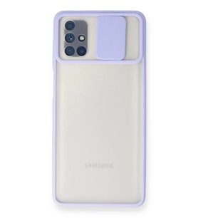 Durukar® Samsung Galaxy M51 Kılıf Palm Buzlu Kamera Sürgülü Silikon - Lila