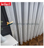 3Kat Pileli Brillant Altın Sarı Gold Mermer Sırma Varaklı Desen Tasarım Tül Perde