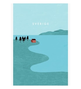 Isveç Seyahat Afişi Tablo Ahşap Poster Dekoratif